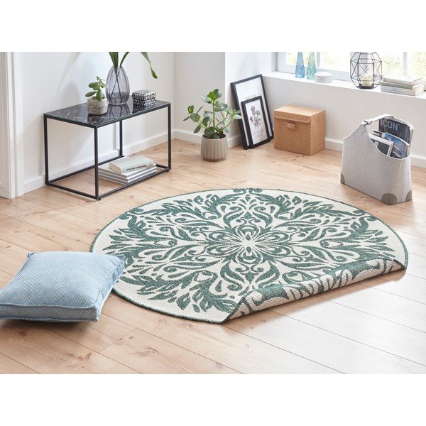 Madrid zöld-krémszínű kültéri szőnyeg, ⌀ 140 cm - NORTHRUGS-image-4