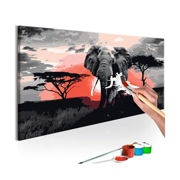 Elephant DIY készlet, saját vászonkép festése, 80 x 40 cm - Artgeist
