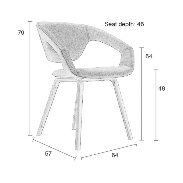 Flexback szürke szék fekete lábakkal, 2 db - Zuiver-image-1