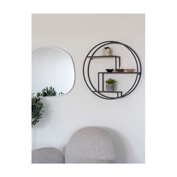 Fekete-natúr színű többszintes paulownia fali polc 62 cm Rotterdam – House Nordic-image-1