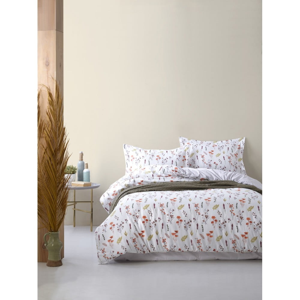 Fehér kétszemélyes-hosszabbított renforcé pamut ágyneműhuzat 240x220 cm Floral Dance Autumn Mila Home Luxury
