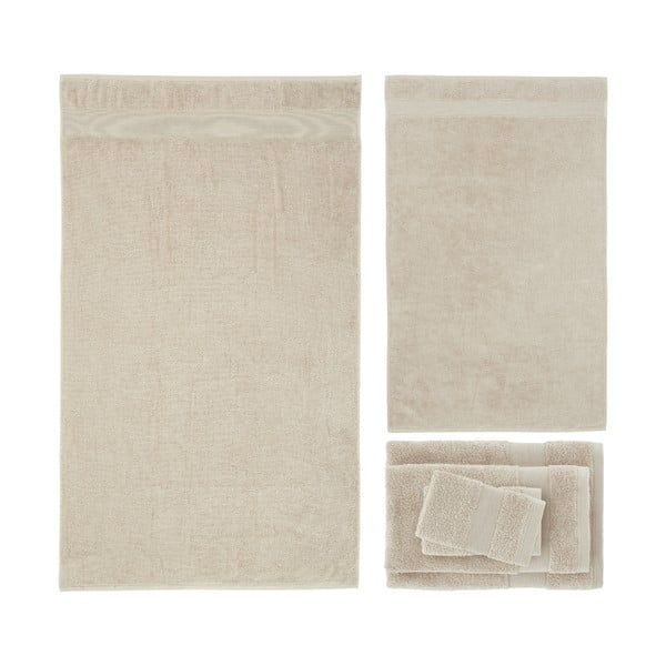 Bézs frottír pamut törölköző és fürdőlepedő készlet 6 db-os Anti-Bacterial – Catherine Lansfield-image-2