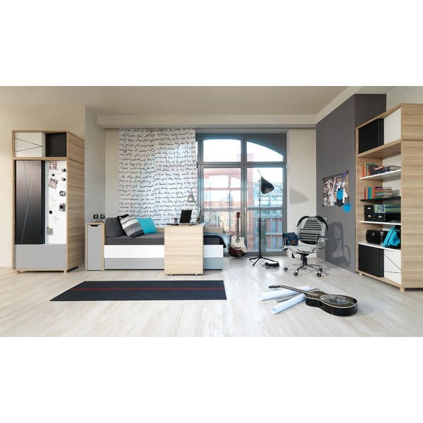 Evolve egyszemélyes ágy fehér és szürke elemekkel, 90 x 200 cm - Vox-image-1