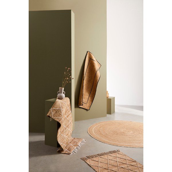 Fehér-natúr színű kézi szövésű juta szőnyeg 70x140 cm Shaila – Bizzotto-image-2