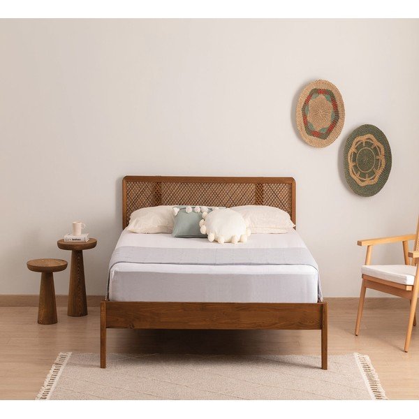 Natúr színű-sötétbarna lucfenyő egyszemélyes ágy ágyráccsal 90x200 cm Izabelya – Kalune Design-image-2