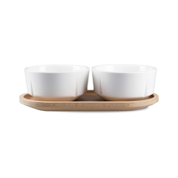 Fehér-natúr színű porcelán-fa szervírozó tálka szett 3 db-os Grand Cru – Rosendahl