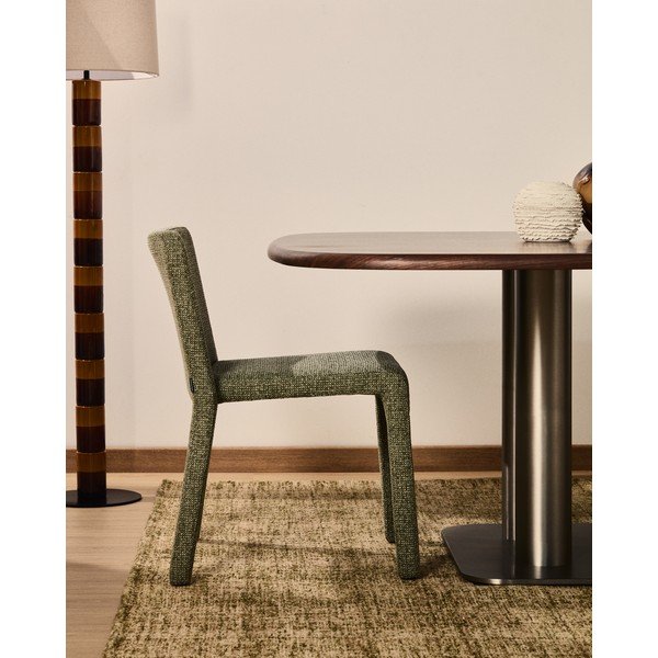 Zöld kárpitozott rakásolható étkezőszék Loria – Kave Home-image-2