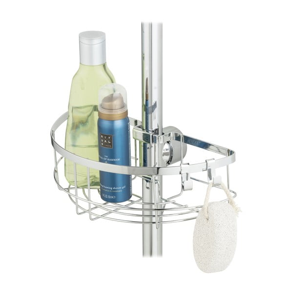 Ezüstszínű öntapadós rozsdamentes acél fürdőszobai polc Floresta – Wenko-image-4