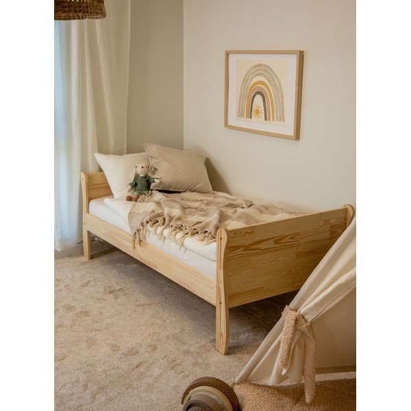 Natúr színű borovi fenyő gyerekágy ágyráccsal 80x160 cm Roma – Adeko-image-1