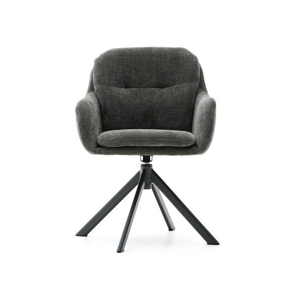 Sötétzöld kárpitozott karfás étkezőfotel Lexa – Kave Home-image-3