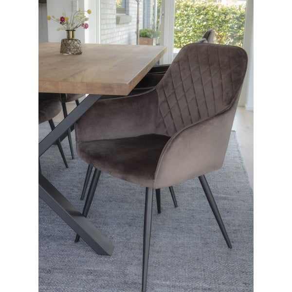 Világosbarna kárpitozott karfás étkezőfotel szett 2 db-os Harbo – House Nordic-image-1