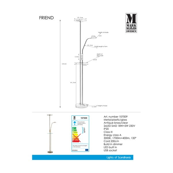 Friend Uplight rézszínű LED állólámpa - Markslöjd-image-1