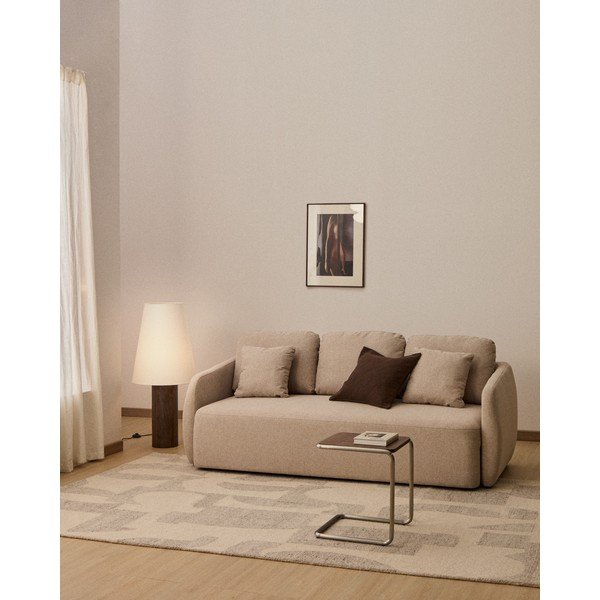 Bézs zsenília kinyitható kanapé 218 cm Laira – Kave Home-image-1