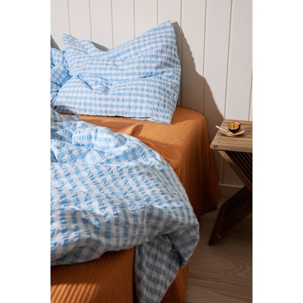 Fehér-világoskék egyszemélyes krepp ágyneműhuzat 140x200 cm Bæk&Bølge – JUNA-image-4