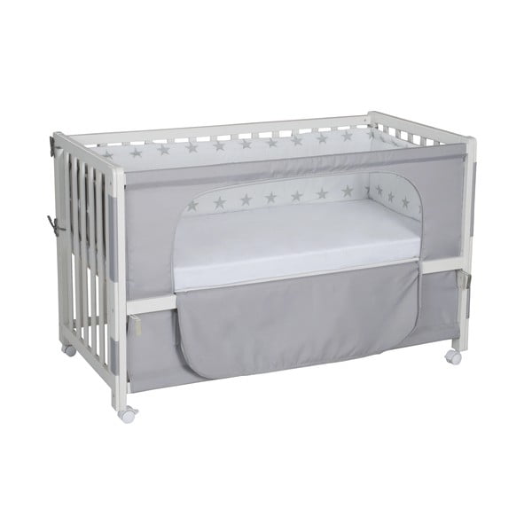 Fehér gurulós babaágy baldachinnal 60x120 cm Little stars – Roba-image-2