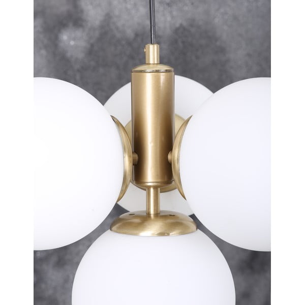 Fehér-aranyszínű függőlámpa üveg búrával ø 15 cm Hector – Squid Lighting-image-3