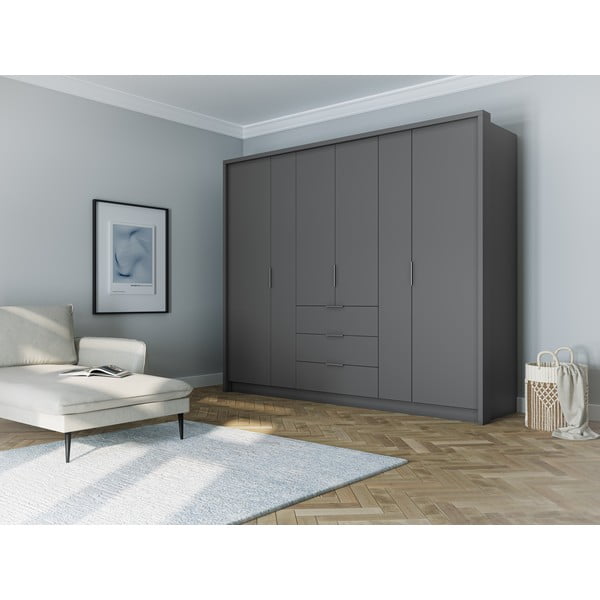 Szürke ruhásszekrény 255x217 cm Wells - Cosmopolitan Design-image-1