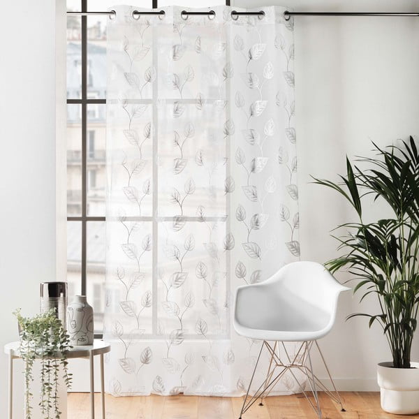 Fehér-ezüstszínű átlátszó függöny 140x280 cm Edelia – douceur d'intérieur-image-2