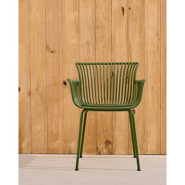 Sötétzöld fém kerti szék Surpika – Kave Home-image-1