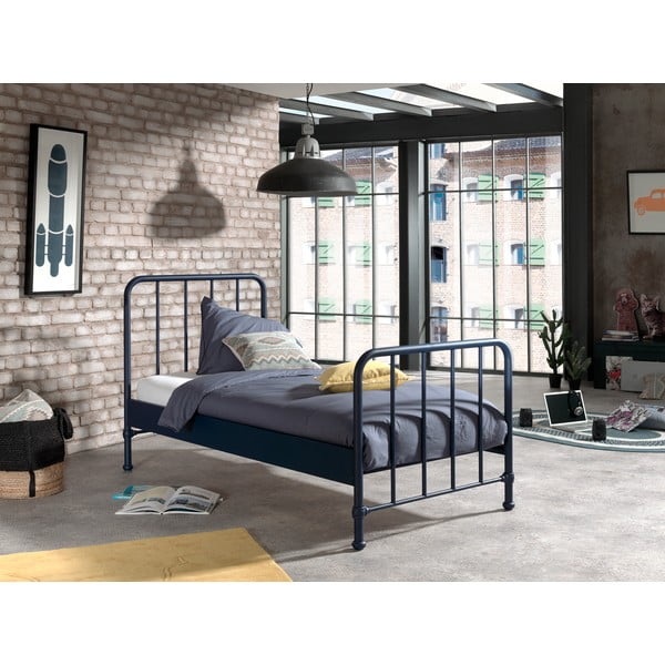 Sötétkék fém gyerekágy 90x200 cm BRONXX – Vipack-image-1