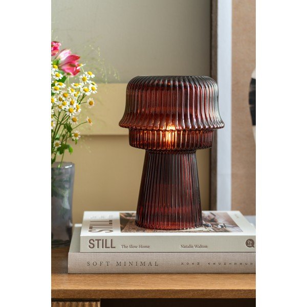 Borvörös üveg asztali lámpa (magasság 26 cm) Cadiz – Leitmotiv-image-1