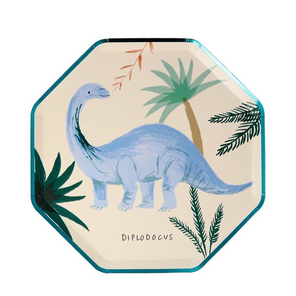 Egyszer használatos papír  tányér készlet 8 db-os Dinosaur Kingdom – Meri Meri-image-1