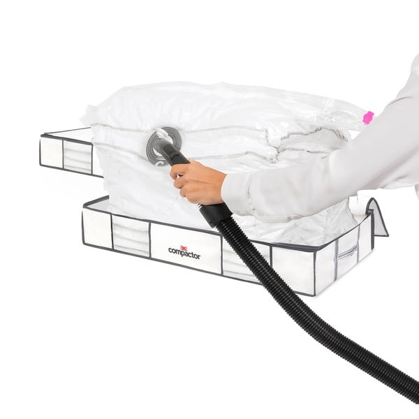 XLarge Underbed Life 2 db fehér ágy alatti tárolódoboz vákuumos huzattal, 105 x 15,5 cm - Compactor