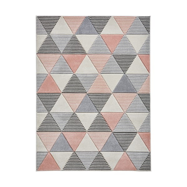Matrix szürke-rózsaszín szőnyeg, 120 x 170 cm - Think Rugs
