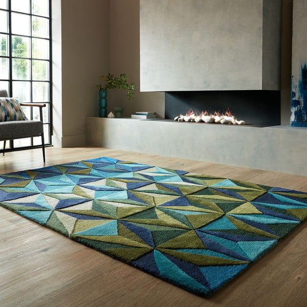 Kék gyapjú szőnyeg 120x170 cm Reverie – Flair Rugs-image-1