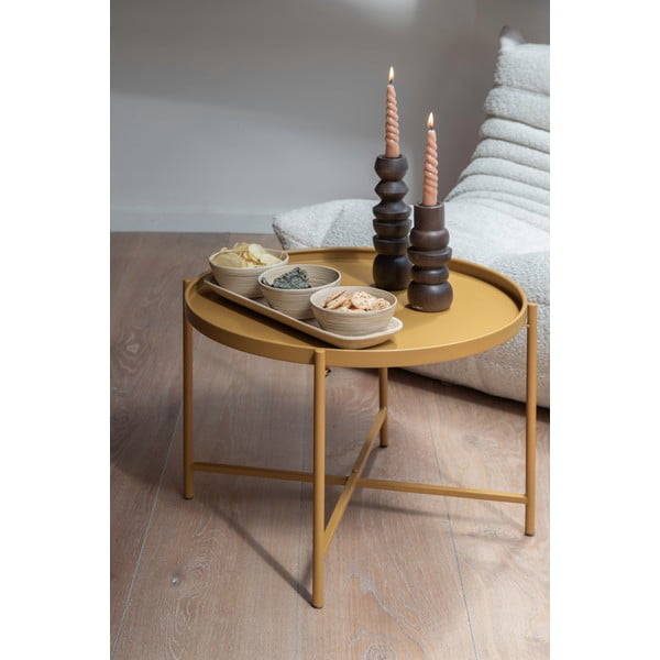 Okkersárga fém kerek dohányzóasztal ø 50 cm Meseta  – Leitmotiv-image-1