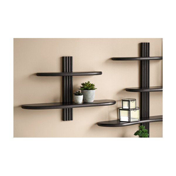 Fekete többszintes tölgyfa fali polc 65 cm Aliano – House Nordic-image-1