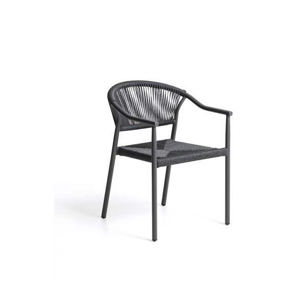 Sötétszürke rattan kerti szék Livadia – Kave Home