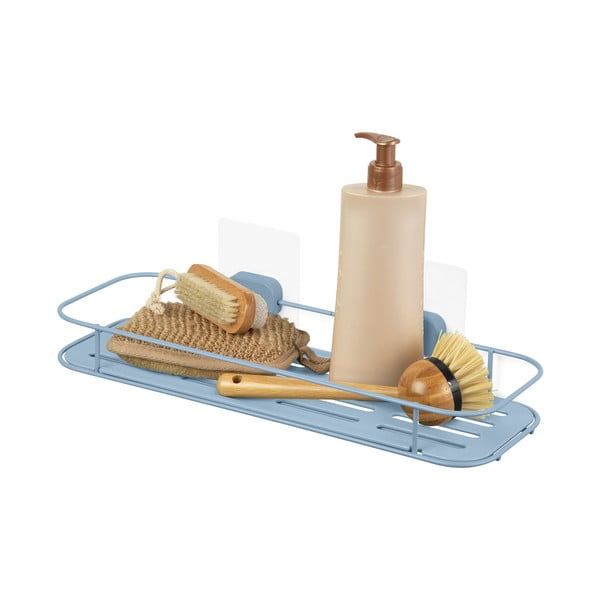 Világoskék öntapadós fém fürdőszobai polc Grena – Compactor-image-3