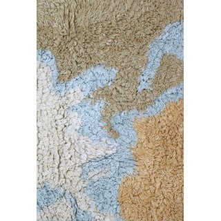 Kék-bézs mosható kézi szövésű pamut gyerek játszószőnyeg 70x100 cm Mini Worldmap – Lorena Canals