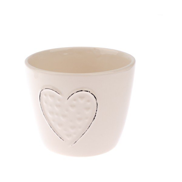 Heart krémszínű kerámia kaspó, magasság 9,5 cm - Dakls