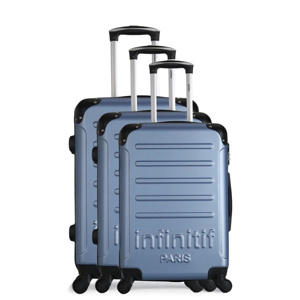 Horten-A 3 db-os világoskék gurulós bőrönd szett - Infinitif