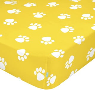 Dogs sárga elasztikus pamut lepedő, 90 x 200 cm - Mr. Fox