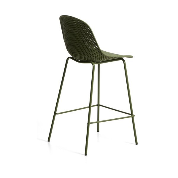 Zöld fém-műanyag kerti bárszék Quinby – Kave Home-image-4