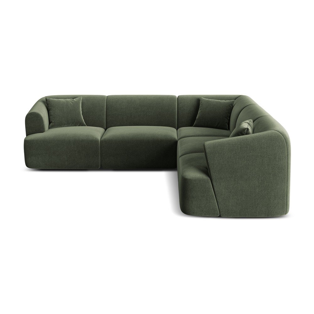Zöld bársony sarokkanapé Campi – Cosmopolitan Design