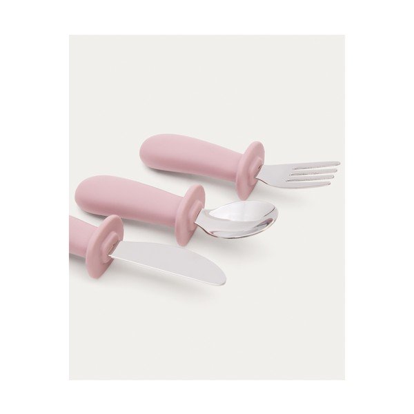 Rózsaszín műanyag-szilikon gyerek evőeszköz 3 db-os Lili – Kave Home-image-4