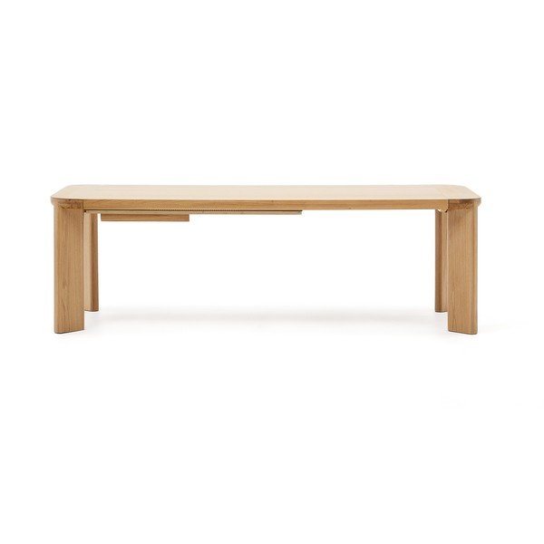 Bővíthető étkezőasztal tölgyfa dekoros asztallappal, hosszabbító asztallappal 100x240 cm Jondal – Kave Home-image-3