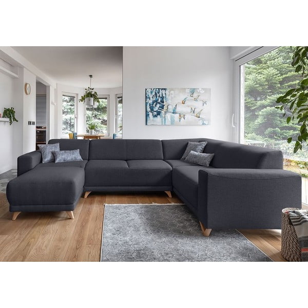 Antracitszürke kinyitható-tárolóhelyes sarokkanapé (jobb oldali-U alakú) Classy Sophie – Miuform-image-1