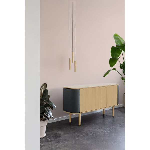 Szürke-barna alacsony komód tölgyfa dekorral 150x75 cm Treasures – UMAGE-image-4