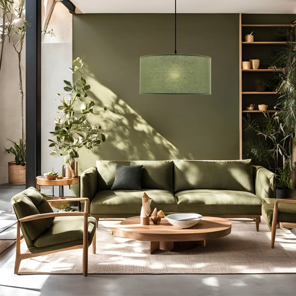 Zöld függőlámpa textil búrával ø 40 cm Shanti – Candellux Lighting-image-1