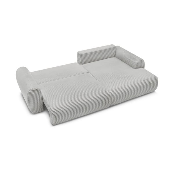 Világosszürke kordbársony kinyitható sarokkanapé (jobb oldali) Lucien – Bobochic Paris-image-4