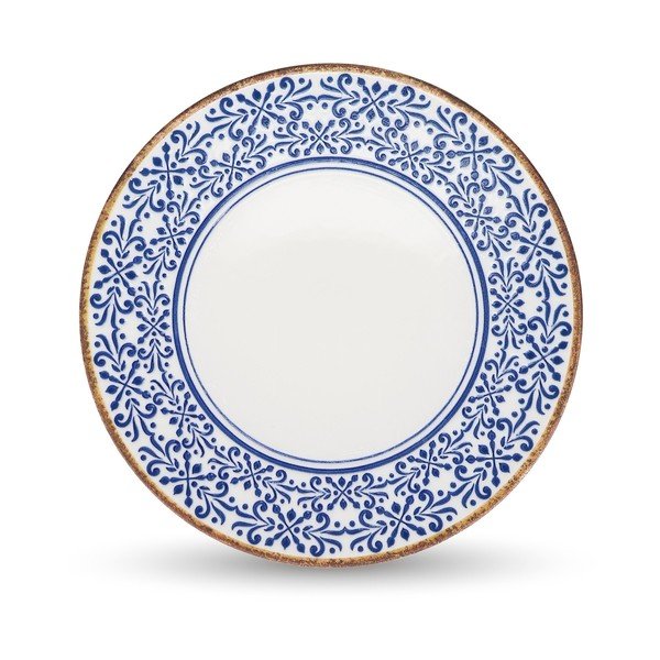 Fehér-kék szervírozó porcelán tányér ø 32 cm Azul – BonBistro