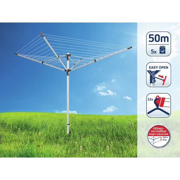 Ezüstszínű kerti ruhaszárító 50 m LinoLift 500 – LEIFHEIT-image-1