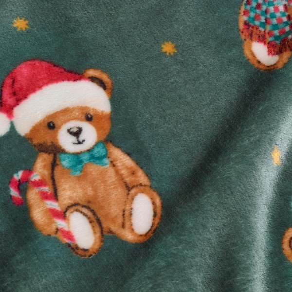 Sötétzöld takaró karácsonyi mintával 170x130 cm Christmas Tartan Teddy Bear – Catherine Lansfield-image-3