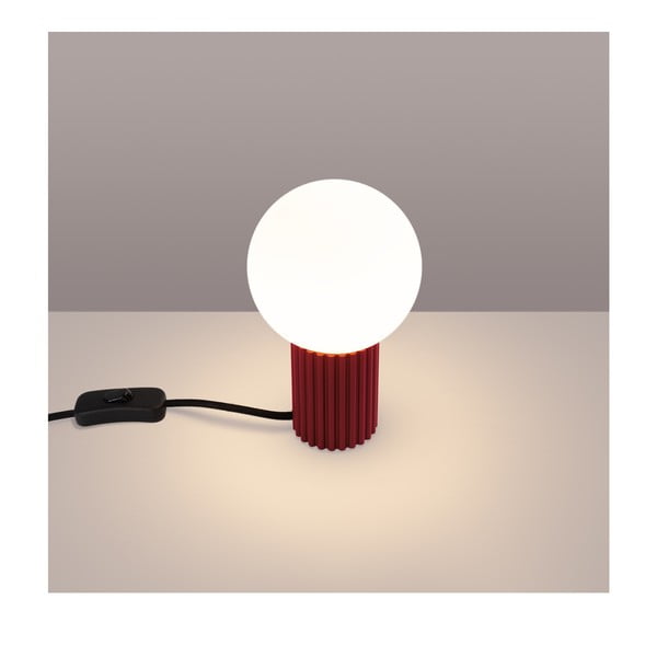 Borvörös asztali lámpa üveg búrával (magasság 19 cm) Orbital – Sollux-image-1