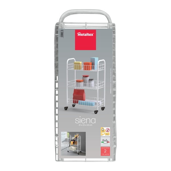 Siena fehér gurulós állvány, 3 db polccal - Metaltex-image-2